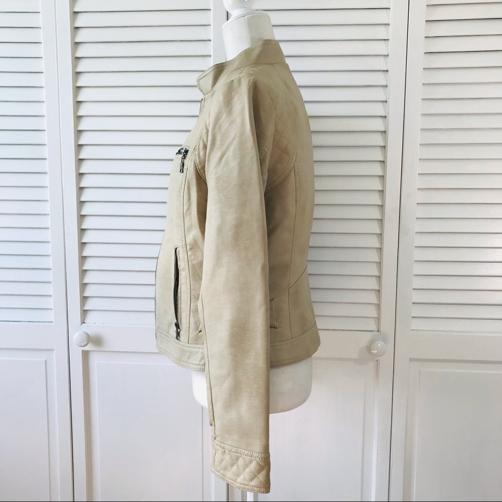 GIACCCA Tan Faux Leather Distressed Jacket Size S - Picture 5 of 9